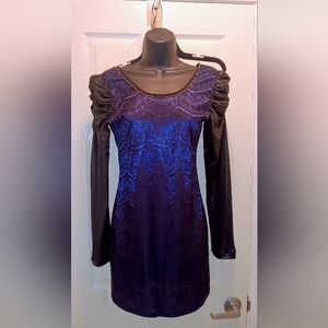 Custo Barcelona Elegant Unique Blue and Black Tunic Dress Size S